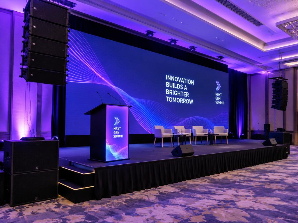 Corporate stage with LED screen and digital podium